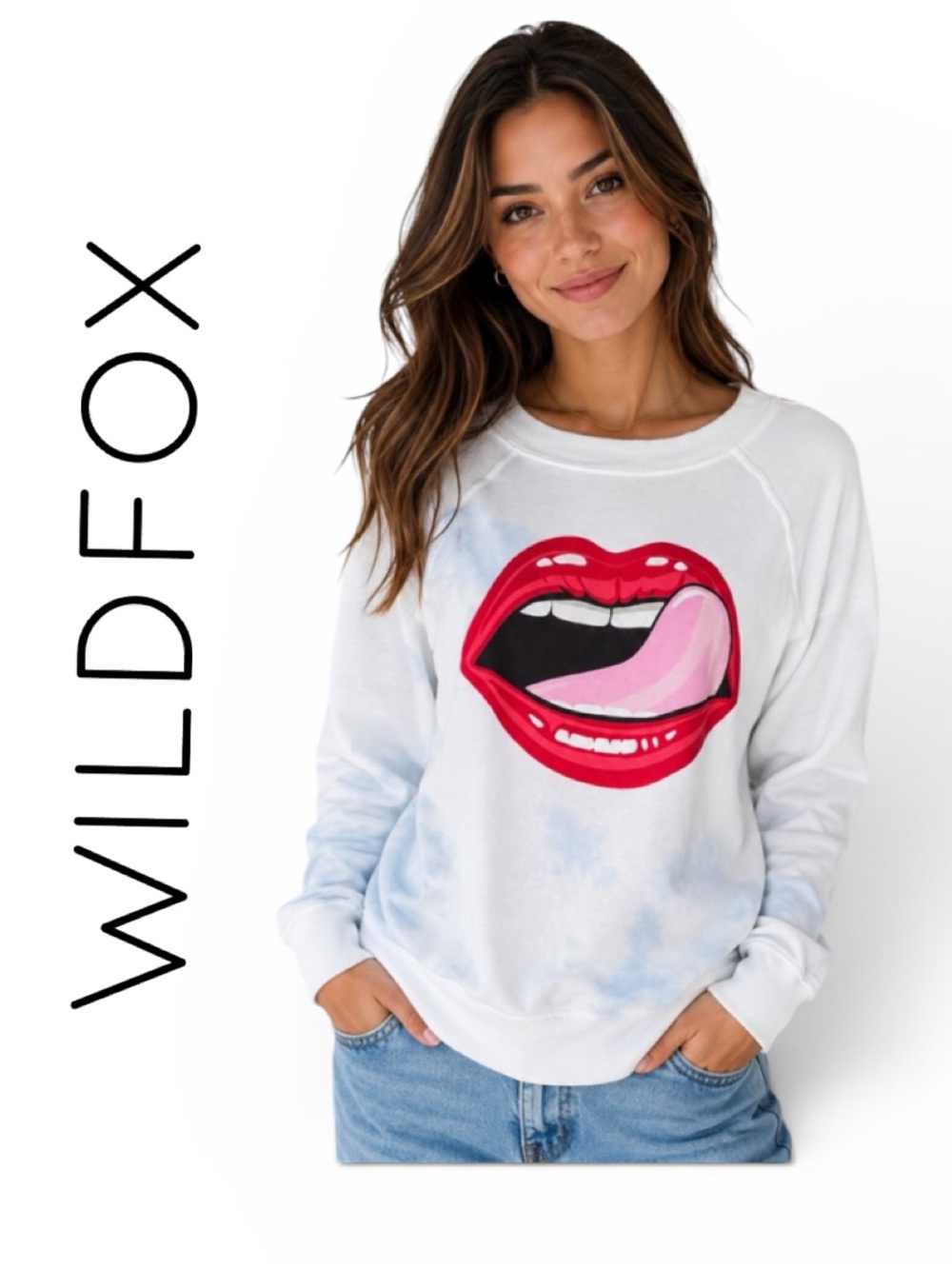 Wildfox Lips Licking Tye Dye Jumper Sweatshirt Pullover Size Small